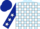 Light blue and white check, dark blue sleeves, white stars, dark blue cap