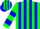 Green, blue stripes, blue hoops on slvs