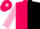 Hot pink and black halved, pink lightning bolt, black diamond on pink sleeves