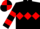 Black, Red triple diamond, hooped sleeves, quartered cap