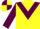 Yellow, maroon chevron and sleeves, quartered cap
