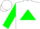 White, green triangle, green sleeves