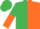 Emerald green and orange halves