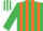 Emerald green & orange stripes, emerald green sleeves, emerald green & white striped cap