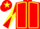 Red, yellow seams, diabolo on sleeves and star on cap