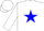 White, white 'r' on blue star, white cap