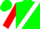 Green, white sash, red sleeves, green cap