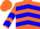 Orange, blue chevrons, blue chevrons on sleeves