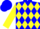 Blue, 3 yellow diamonds, white hjh, yellow sleeves, blue cuffs