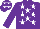 Purple, white stars, purple sleeves, white stars on cap