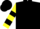 Black, yellow 's', black bars on sleeves, black cap
