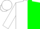 White and green halves, red 's', white cap