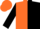 Orange and black halves, 'm&h stables', orange and black sleeves