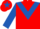 Red, royal blue chevron, sleeves and star on cap