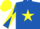 Royal blue, yellow star, diabolo on sleeves, yellow cap