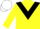 Yellow, black chevron, yellow sleeves, white cap