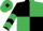 Black and emerald green (quartered), chevrons on sleeves, emerald green cap, black diamond