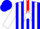 Blue, white stripes, white star on red yoke, white sleeves