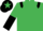 Emerald green, black epaulettes, halved sleeves, black cap, emerald green star