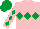 Pink, emerald green triple diamond, diamonds on sleeves, emerald green cap