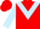 Red, light blue triangular panel, light blue sleeves, red cap