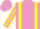 Mauve body, yellow braces, yellow arms, mauve striped, mauve cap