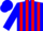 Blue, white, and red stripes, blue cap