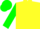 yellow, green sleeves, green cap