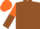 brown, orange and brown halved sleeves, orange cap