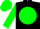 black, green ball, green sleeves, black and green checked cap