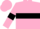 pink, black hoop, pink sleeves, black armlets, pink cap