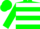 green, white hoops, green sleeves and cap