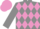 grey, mauve diamonds, grey sleeves, mauve cap