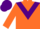 orange, purple chevron, orange sleeves, purple cap