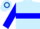 Light blue, royal blue 'v', blue hoop on sleeves
