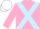 Pink, light blue cross belts, white cap