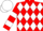 Red and White diamonds, hooped sleeves, White cap