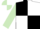 Black and white (quartered), light green sleeves, light green and white quartered cap