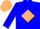 Blue body, beige diamond, blue arms, beige cap