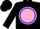 Black, pink disc, blue circle