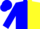 Blue and yellow halves, blue cap