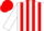 White, gold & red stripes, red cap