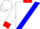 White, blue sash, red collar and cuffs, white cap