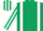 Dark green, white braces, white and dark green striped sleeves and cap