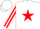 White, red star, red stripe on sleeves, white cap