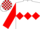 WHITE, red triple diamond, red sleeves, white armlet, check cap