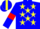 Blue, yellow stars, red armlets, blue cap, yellow stripe