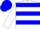 white, blue hoops, white sleeves, blue cap