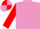 mauve, red sleeves, quartered cap