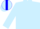 light blue, blue horseshoe, light blue sleeves, blue cuffs, light blue cap, blue stripe
